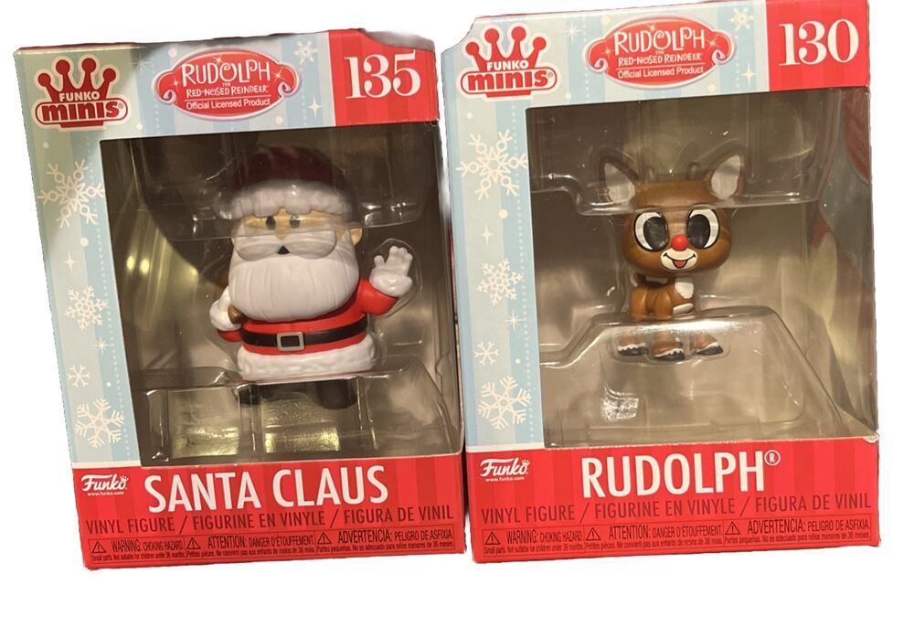 Rudolph the Red Nosed Reindeer Funko Minis Lot Of 2 Santa Claus 135 Rudolph 130